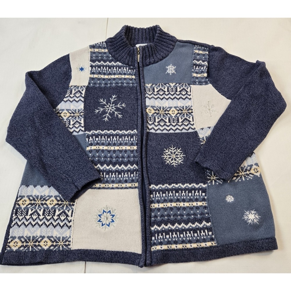 Dressbarn Women's Full Zip‎ Long Sleeve Mock Neck Cardigan Sweater Size 1X